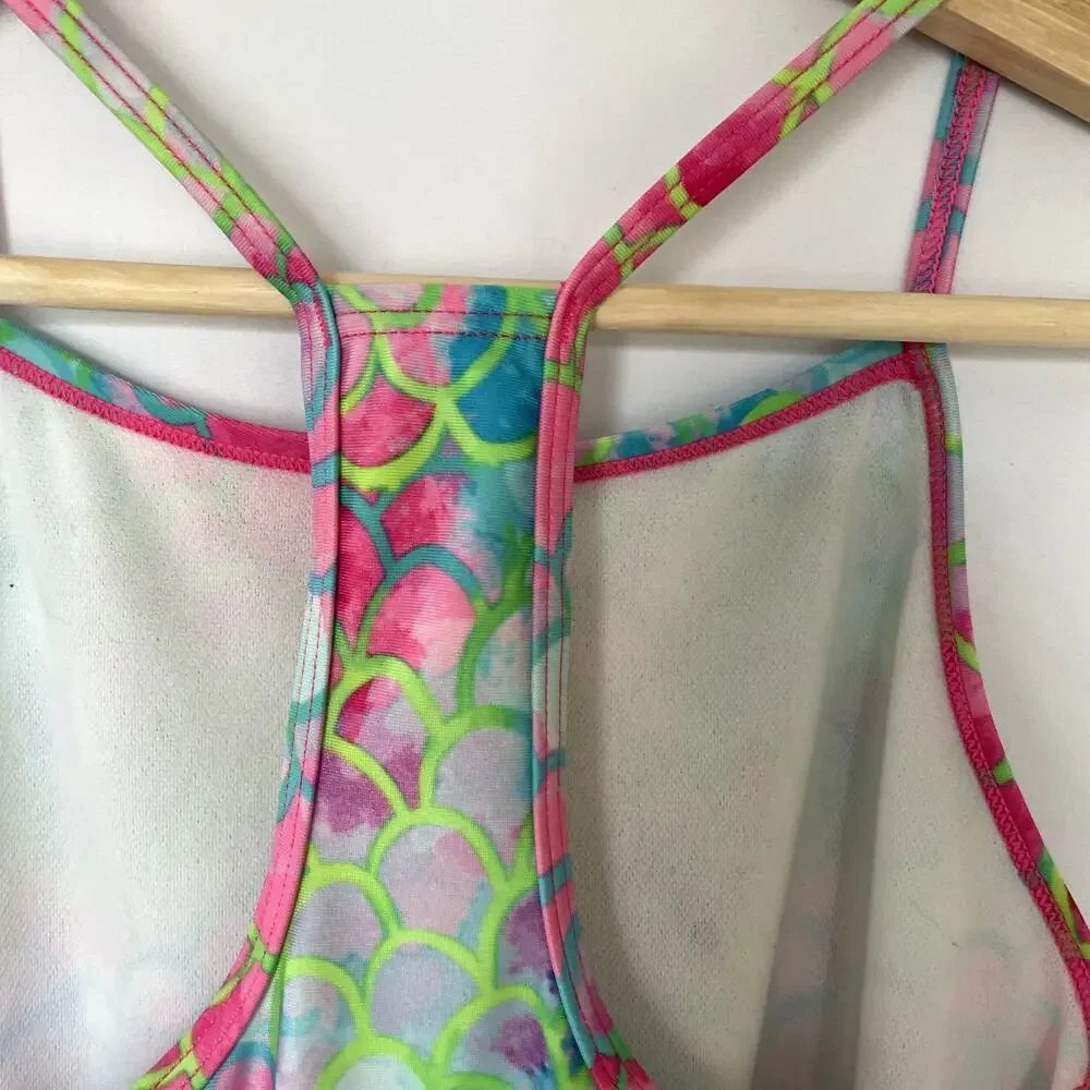 Speedo kids size L multicolor racerback one piece swimsuit pink lightweight‎